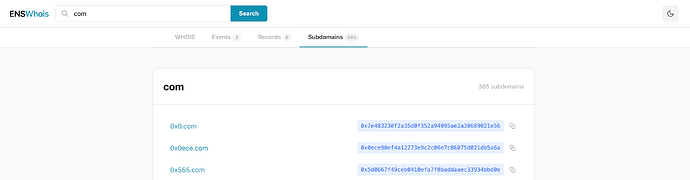 See all names for a given TLD.