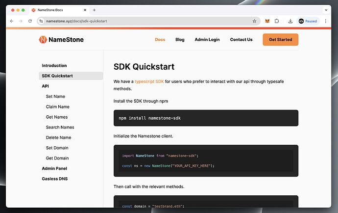 NameStone Docs SDK