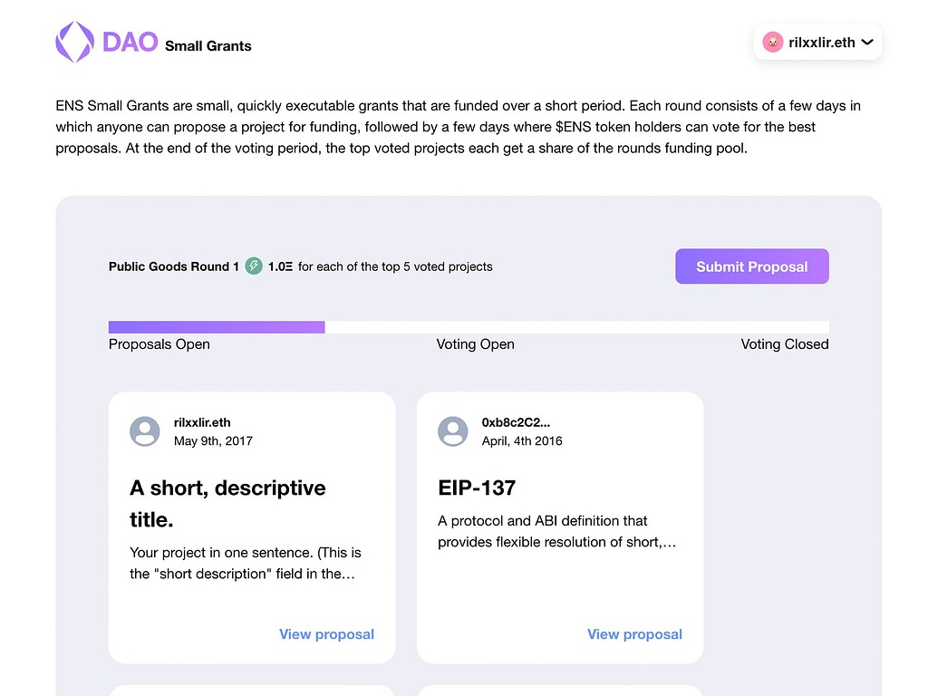 ENS DAO Small Grants - Public Goods Round 1 - 💬 General 