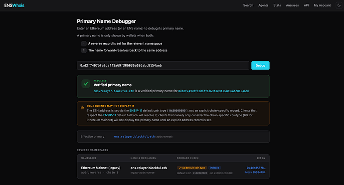 ENS Primary Name Debugger